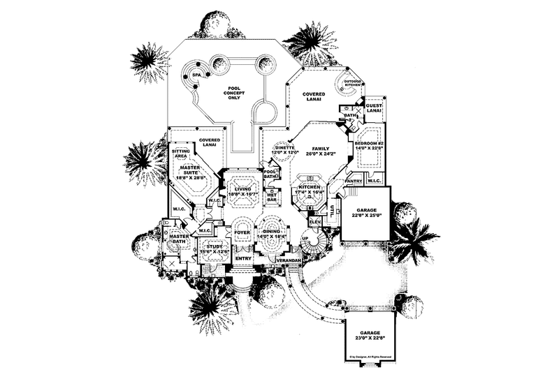 Dream House Plan - Floor Plan - Main Floor for Mediterranean House Plan #1017-76 - 5 bed, 5.5 bath