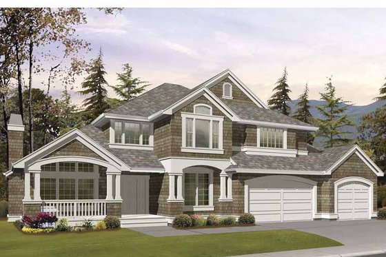 Exterior - Front Elevation 3 for Craftsman House Plan #132-390 - 5 bed, 3.5 bath