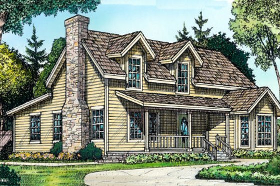 Exterior - Front Elevation for Country House Plan #140-107 - 3 bed, 2 bath