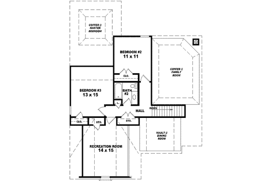 Floor Plan - Upper Floor for Colonial House Plan #81-698 - 3 bed, 2.5 bath
