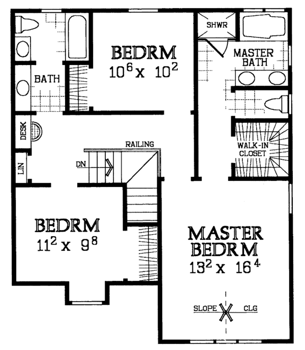Architectural House Design - Colonial Floor Plan - Upper Floor Plan #72-1072