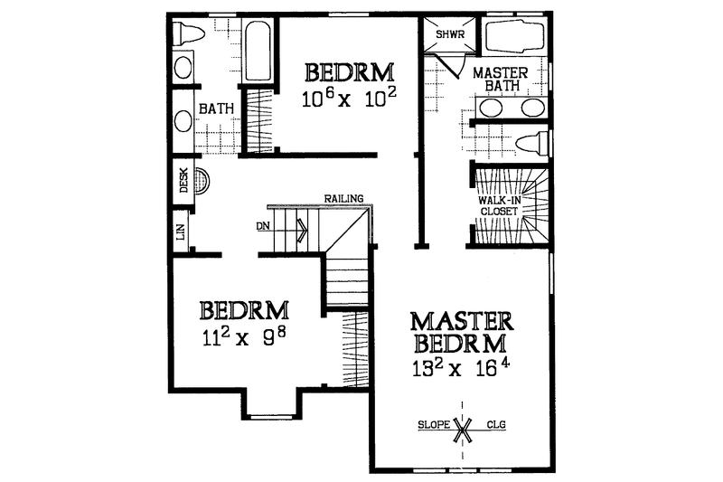Dream House Plan - Floor Plan - Upper Floor for Colonial House Plan #72-1072 - 3 bed, 2.5 bath