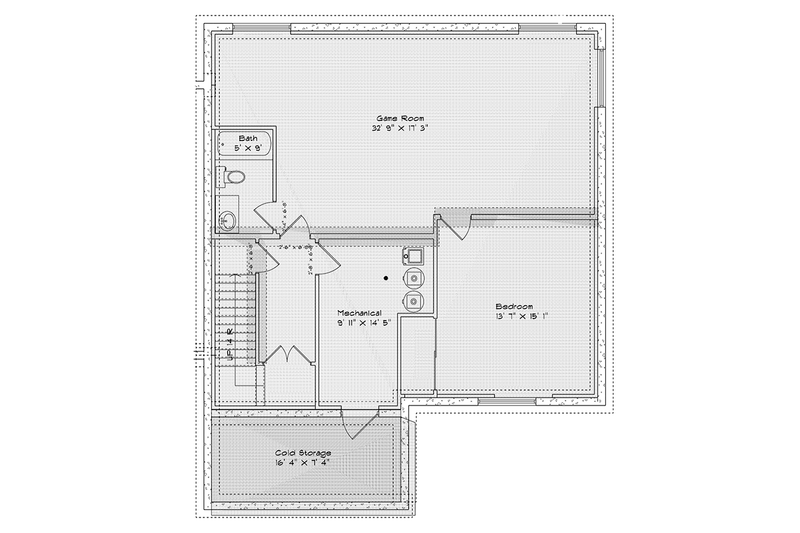 Architectural House Design - Floor Plan - Lower Floor for Traditional House Plan #1060-15 - 4 bed, 3.5 bath