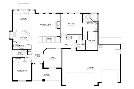Floor Plan - Main Floor for Traditional House Plan #1060-151 - 2 bed, 2.5 bath