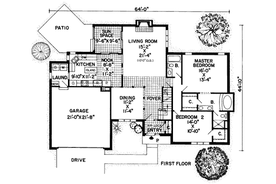 Floor Plan - Main Floor for European House Plan #312-504 - 4 bed, 3 bath