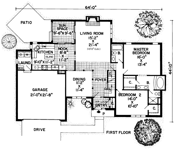 Floor Plan - Main Floor for European House Plan #312-504 - 4 bed, 3 bath