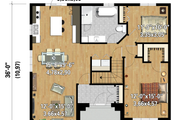 European Style House Plan - 2 Beds 1 Baths 1210 Sq/Ft Plan #25-4466 