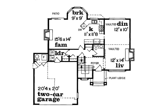 Floor Plan - Main Floor for Traditional House Plan #47-264 - 3 bed, 2.5 bath