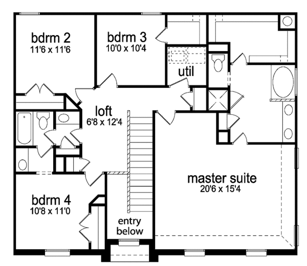 Home Plan - Traditional Floor Plan - Upper Floor Plan #84-692