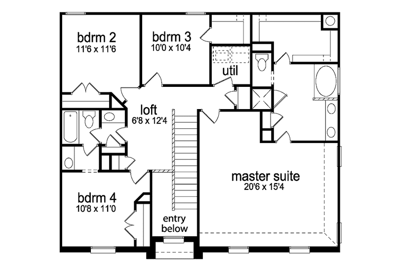 Home Plan - Floor Plan - Upper Floor for Traditional House Plan #84-692 - 4 bed, 2.5 bath