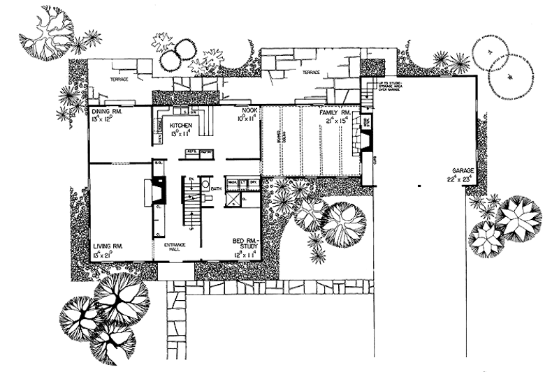 Home Plan - Floor Plan - Main Floor for Colonial House Plan #72-623 - 3 bed, 3 bath