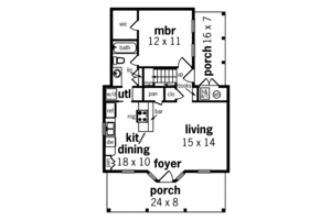 Floor Plan - Main Floor for Cottage House Plan #45-317 - 3 bed, 2 bath