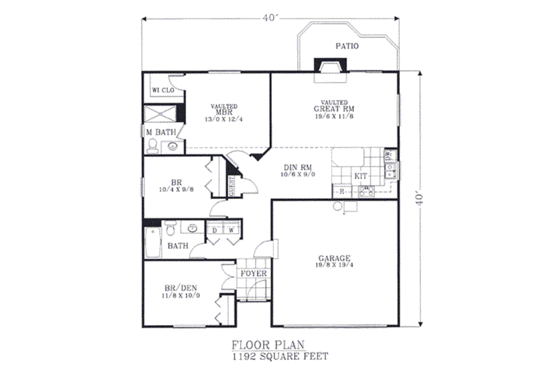 Floor Plan - Main Floor for Traditional House Plan #53-103 - 3 bed, 2 bath