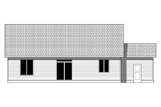 Exterior - Rear Elevation for Ranch House Plan #943-21 - 3 bed, 2 bath