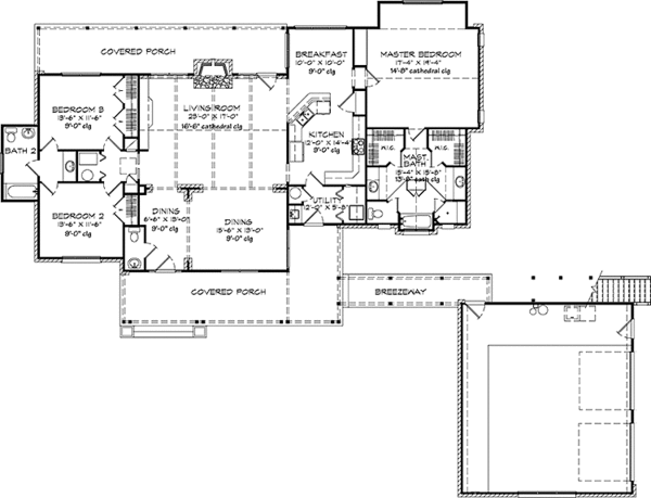 Architectural House Design - Country Floor Plan - Main Floor Plan #140-172