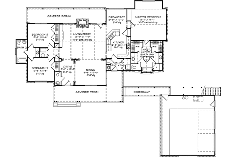 Home Plan - Floor Plan - Main Floor for Country House Plan #140-172 - 4 bed, 3.5 bath