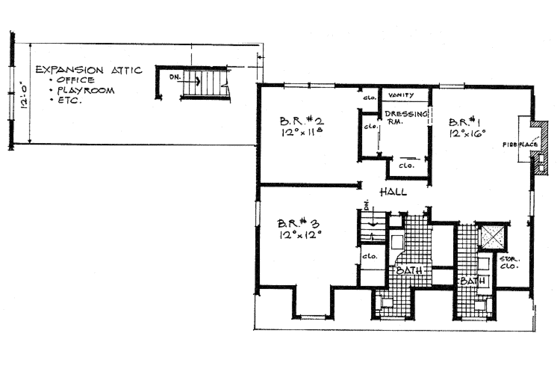 Floor Plan - Upper Floor for Country House Plan #315-116 - 3 bed, 2.5 bath