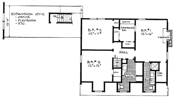 House Blueprint - Country Floor Plan - Upper Floor Plan #315-116