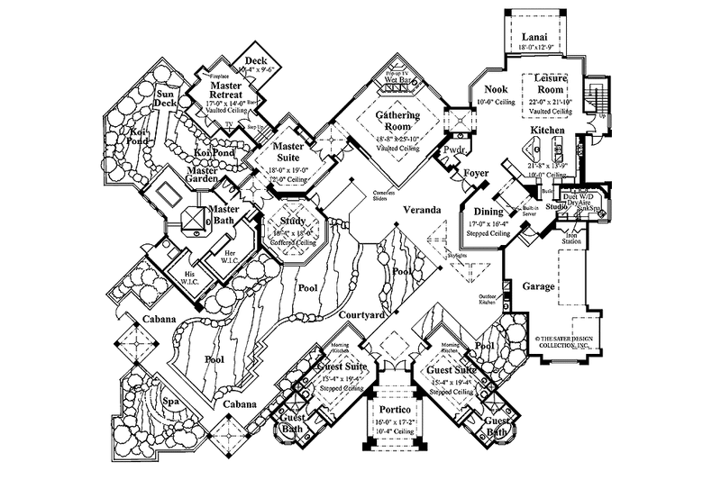 Home Plan - Floor Plan - Main Floor for Mediterranean House Plan #930-109 - 3 bed, 3.5 bath