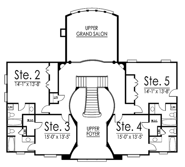 Architectural House Design - Floor Plan - Upper Floor for Colonial House Plan #119-412 - 5 bed, 5.5 bath