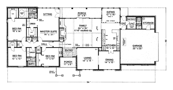Home Plan - Ranch Floor Plan - Main Floor Plan #45-459