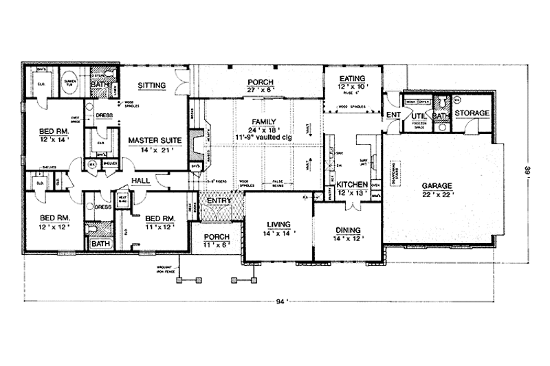Home Plan - Floor Plan - Main Floor for Ranch House Plan #45-459 - 4 bed, 2.5 bath