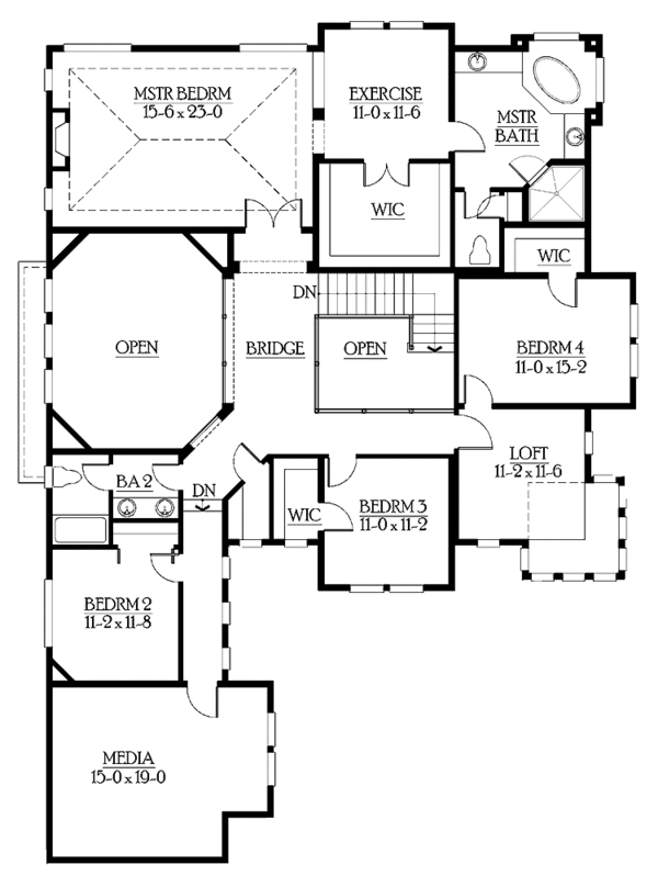 House Blueprint - Craftsman Floor Plan - Upper Floor Plan #132-250