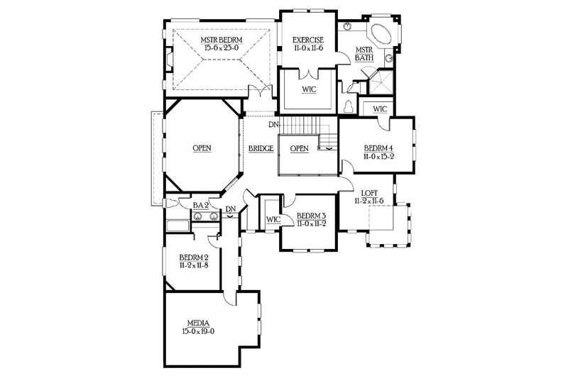 Home Plan - Floor Plan - Upper Floor for Craftsman House Plan #132-250 - 4 bed, 3 bath