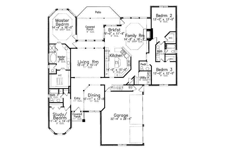 Home Plan - Floor Plan - Main Floor for Traditional House Plan #52-270 - 4 bed, 3.5 bath