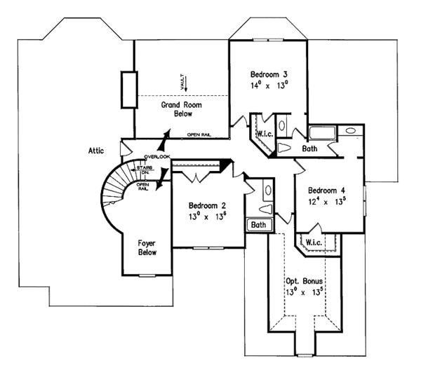 House Design - Traditional Floor Plan - Upper Floor Plan #927-673