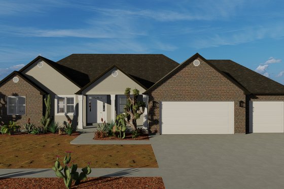 Exterior - Front Elevation 3 for Traditional House Plan #1060-67 - 3 bed, 2 bath