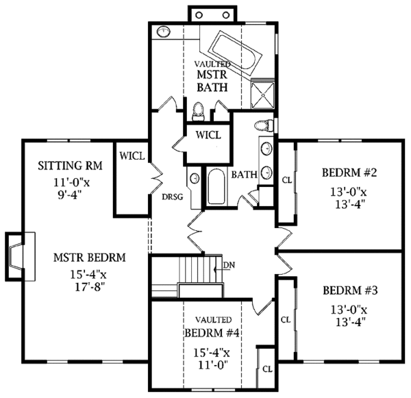 Dream House Plan - Traditional Floor Plan - Upper Floor Plan #314-244