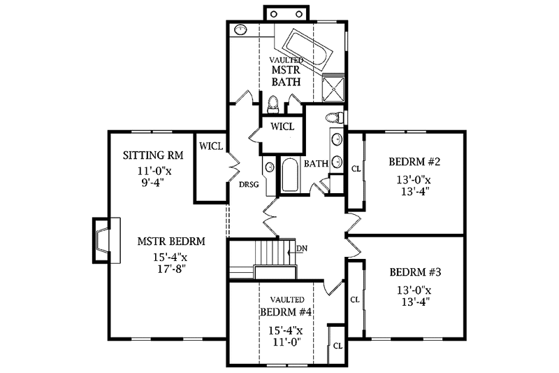 Home Plan - Floor Plan - Upper Floor for Traditional House Plan #314-244 - 4 bed, 2.5 bath