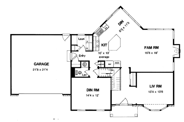 Architectural House Design - Colonial Floor Plan - Main Floor Plan #316-212