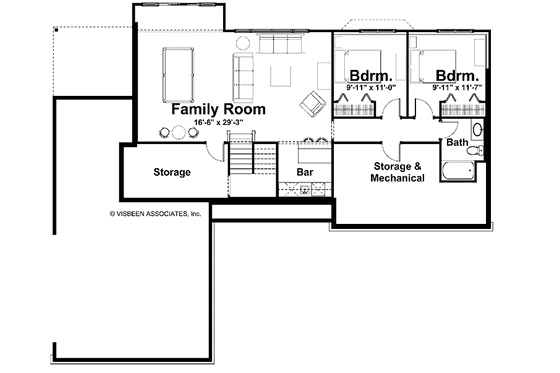 Floor Plan - Lower Floor for Craftsman House Plan #928-143 - 3 bed, 2.5 bath