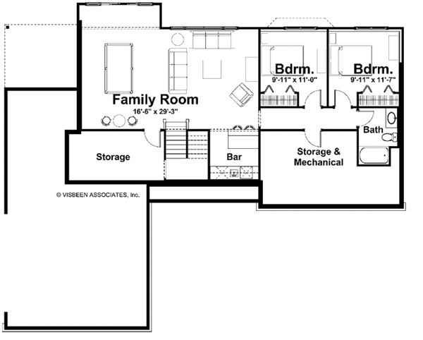 Architectural House Design - Craftsman Floor Plan - Lower Floor Plan #928-143