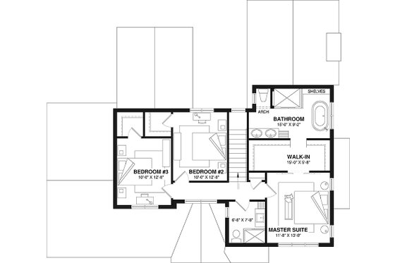 Floor Plan - Upper Floor for Farmhouse House Plan #23-2848 - 3 bed, 2.5 bath