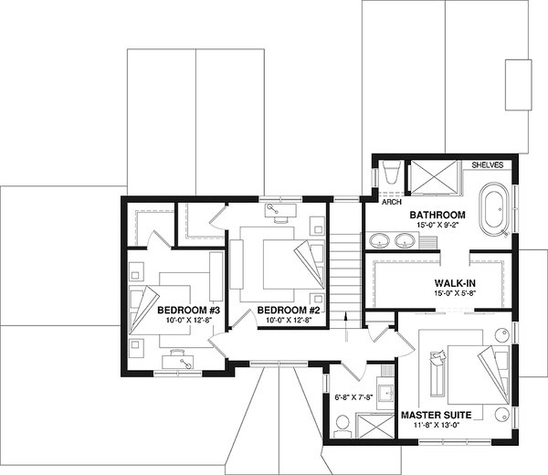 Architectural House Design - Farmhouse Floor Plan - Upper Floor Plan #23-2848