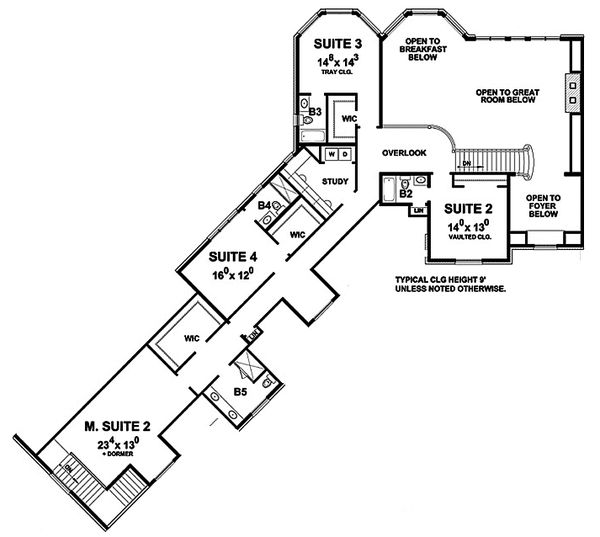 House Blueprint - European Floor Plan - Upper Floor Plan #20-2379