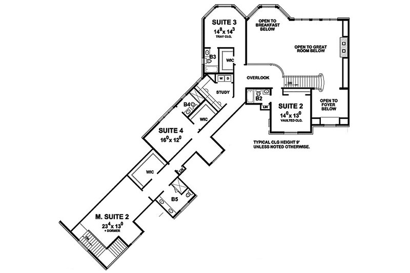 Architectural House Design - Floor Plan - Upper Floor for European House Plan #20-2379 - 5 bed, 7 bath