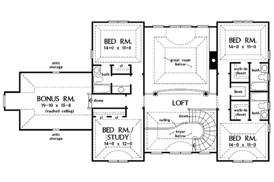 Floor Plan - Upper Floor for Country House Plan #929-678 - 5 bed, 4.5 bath