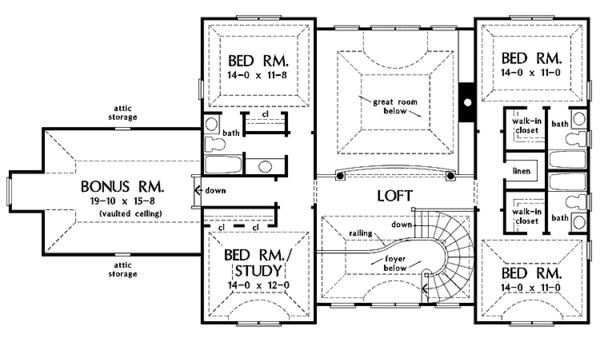 Architectural House Design - Country Floor Plan - Upper Floor Plan #929-678