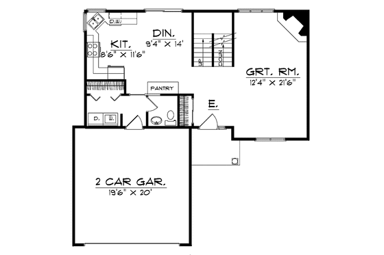 Floor Plan - Main Floor for Traditional House Plan #70-1358 - 3 bed, 2.5 bath