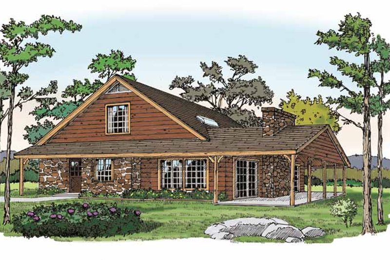 House Design - Log Exterior - Front Elevation Plan #314-218