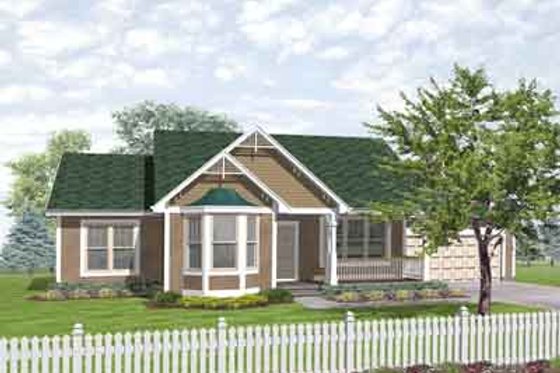 Exterior - Front Elevation for Traditional House Plan #50-286 - 3 bed, 2 bath