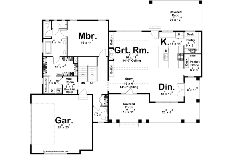 House Plan Design - Floor Plan - Main Floor for Farmhouse House Plan #455-440 - 3 bed, 2.5 bath