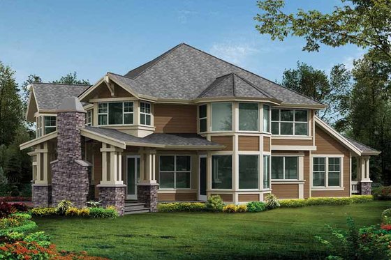 Exterior - Rear Elevation for Craftsman House Plan #132-237 - 4 bed, 3.5 bath