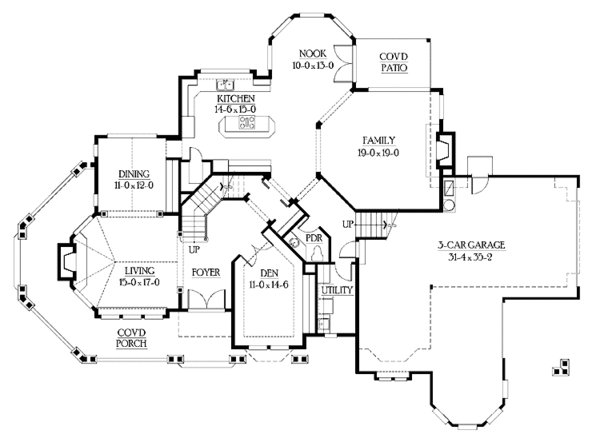 House Blueprint - Craftsman Floor Plan - Main Floor Plan #132-241