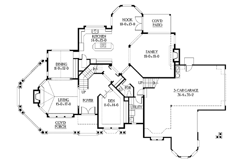Home Plan - Floor Plan - Main Floor for Craftsman House Plan #132-241 - 4 bed, 3.5 bath