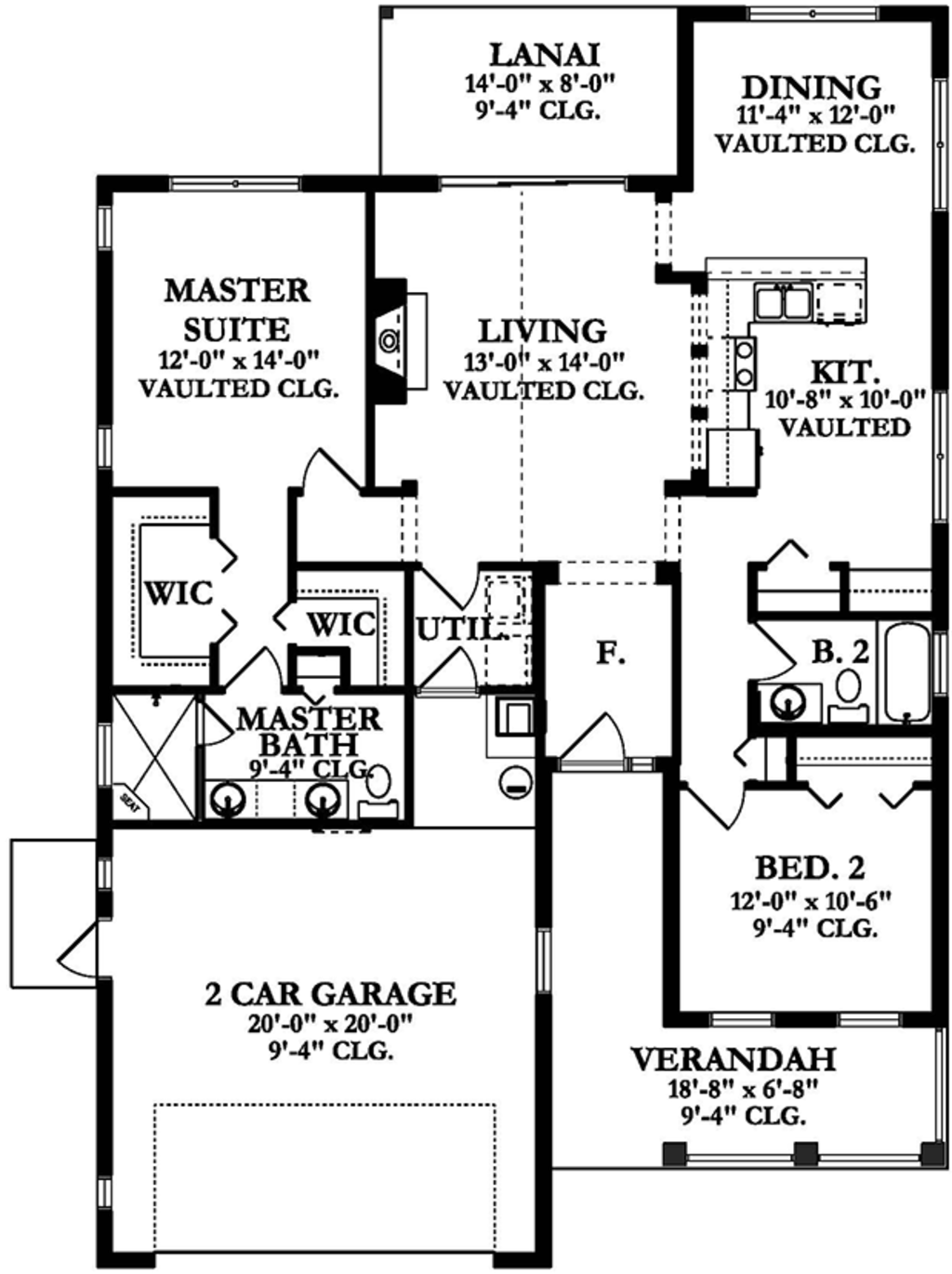Colonial Style House Plan - 2 Beds 2 Baths 1400 Sq/Ft Plan ...